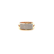 Yellow Gold Classic Ring with Round Cut American Diamonds