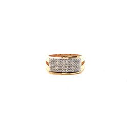 Yellow Gold Classic Ring with Round Cut American Diamonds