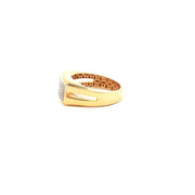 Yellow Gold Classic Ring with Round Cut American Diamonds