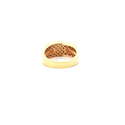 Yellow Gold Classic Ring with Round Cut American Diamonds