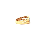 Yellow Gold Classic Ring with Round Cut American Diamonds