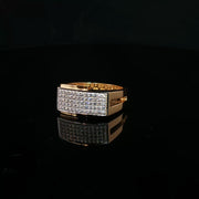 Yellow Gold Classic Ring with Round Cut American Diamonds