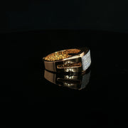 Yellow Gold Classic Ring with Round Cut American Diamonds