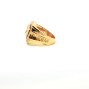 Square-Shaped Men’s Yellow Gold Ring Featuring Medusa Head Design