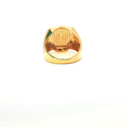 Square-Shaped Men’s Yellow Gold Ring Featuring Medusa Head Design
