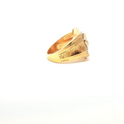 Square-Shaped Men’s Yellow Gold Ring Featuring Medusa Head Design