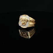 Square-Shaped Men’s Yellow Gold Ring Featuring Medusa Head Design