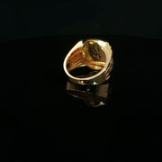 Square-Shaped Men’s Yellow Gold Ring Featuring Medusa Head Design