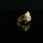 Square-Shaped Men’s Yellow Gold Ring Featuring Medusa Head Design