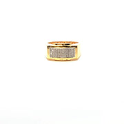 Yellow Gold Multistone Ring with Round Cut American Diamonds