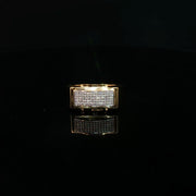 Yellow Gold Multistone Ring with Round Cut American Diamonds