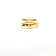 Men’s Yellow Gold Rectangle Ring with Round Cut American Diamonds and Versace-Inspired Top Design