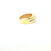 Yellow Gold Ring with Round Cut American Diamonds in Channel Setting and Black Stone Center