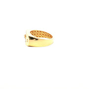 Yellow Gold Multistone Ring with Round Cut American Diamonds