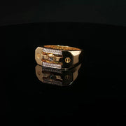 Yellow Gold Multistone Ring with Round Cut American Diamonds
