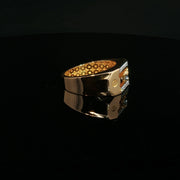Yellow Gold Multistone Ring with Round Cut American Diamonds