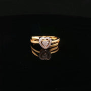 Heart-Shaped, 22K Yellow Gold Multistone CZ Ring