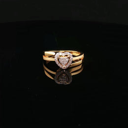 Heart-Shaped, 22K Yellow Gold Multistone CZ Ring