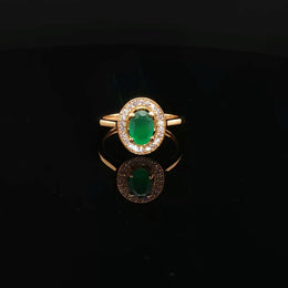 22K Gold Brilliance, Oval semi precious Emerald