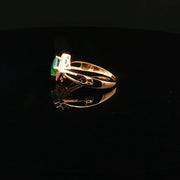 22K Yellow Gold Cocktail Ring with Princess-Cut Emerald