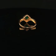 22K Yellow Gold Cocktail Ring with Princess-Cut Emerald