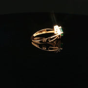 22K Yellow Gold Cocktail Ring with Princess-Cut Emerald