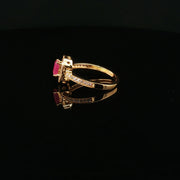 22K Gold Brilliance, Semi Precious Emerald-Cut Ruby