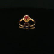 22K Gold Brilliance, Semi Precious Emerald-Cut Ruby