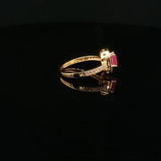 22K Gold Brilliance, Semi Precious Emerald-Cut Ruby