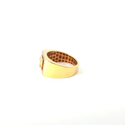 Yellow Gold Multistone Ring with Round Cut American Diamonds