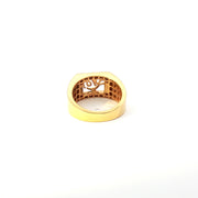 Yellow Gold Multistone Ring with Round Cut American Diamonds
