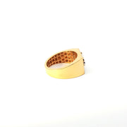 Yellow Gold Multistone Ring with Round Cut American Diamonds