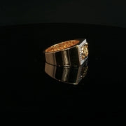 Yellow Gold Multistone Ring with Round Cut American Diamonds
