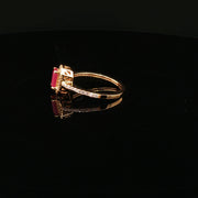 22K Yellow Gold Solitaire Ring with Emerald-Cut semi precious Ruby
