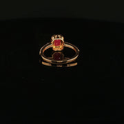 22K Yellow Gold Solitaire Ring with Emerald-Cut semi precious Ruby