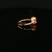 22K Yellow Gold Solitaire Ring with Emerald-Cut semi precious Ruby