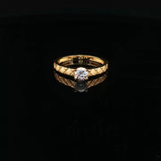 Classic Solitaire, Satin-Finish 22K Yellow Gold