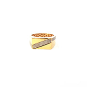 Yellow Gold Multistone Ring with Round Cut American Diamonds