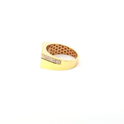Yellow Gold Multistone Ring with Round Cut American Diamonds