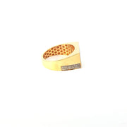 Yellow Gold Multistone Ring with Round Cut American Diamonds
