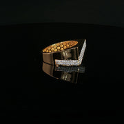 Yellow Gold Multistone Ring with Round Cut American Diamonds