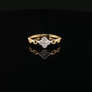 22K Gold, Sparkling CZ Clover Center