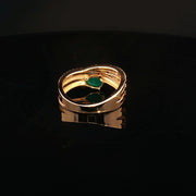 22K Yellow Gold Cocktail Ring with Pear-Shaped Emerald Cabochon