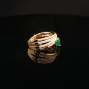 22K Yellow Gold Cocktail Ring with Pear-Shaped Emerald Cabochon