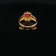 Yellow Gold Multistone Ring with Emerald Cut Ruby