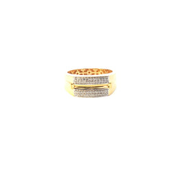 Yellow Gold Multistone Ring with Round Cut American Diamonds