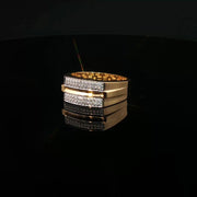 Yellow Gold Multistone Ring with Round Cut American Diamonds