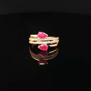 Timeless Elegance, Pear-Shaped Ruby in 22K Gold