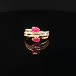 Timeless Elegance, Pear-Shaped Ruby in 22K Gold