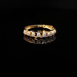22K Gold Cuban Chain Ring with CZ